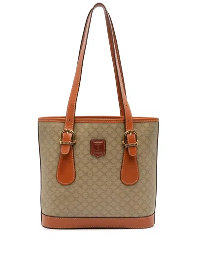Pre-owned Celine 1995 Macadam Coated Canvas Tote Bag In Brown