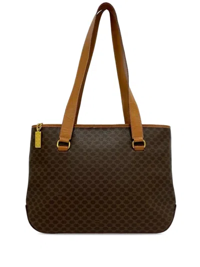 Pre-owned Celine 1995 Macadam Coated Canvas Tote Bag In Brown