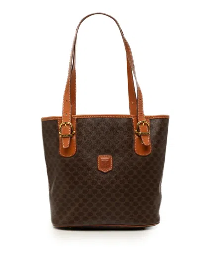 Pre-owned Celine 1995 Macadam Coated Canvas Tote Bag In Brown