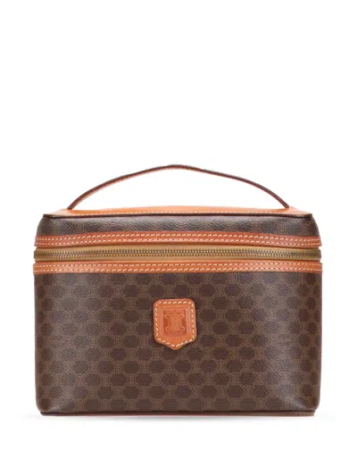Pre-owned Celine 1995 Macadam Coated Canvas Vanity Bag In Brown