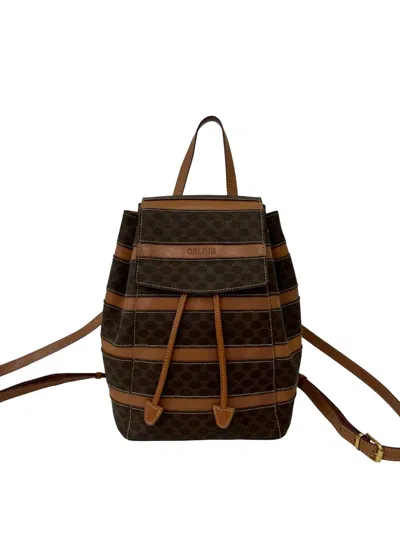 Pre-owned Celine 1996 Macadam Backpack In Brown