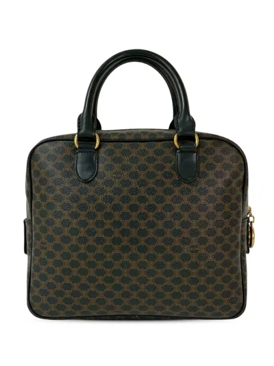 Pre-owned Celine 1996 Macadam Coated Canvas Blason Handbag In Brown