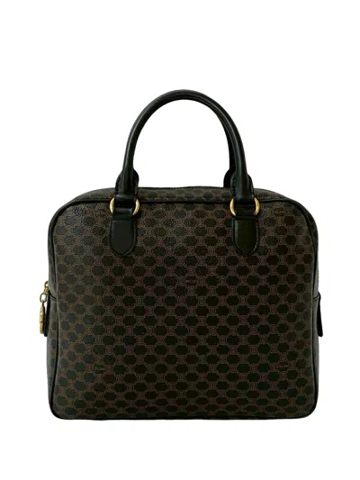 Pre-owned Celine 1996 Macadam Coated Canvas Blason Handbag In Brown