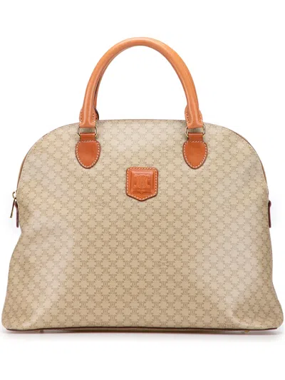 Pre-owned Celine 1996 Macadam Coated Canvas Dome Handbag In Brown