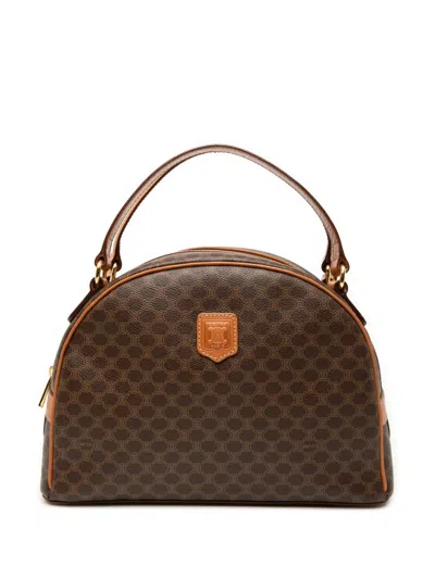 Pre-owned Celine 1996 Macadam Coated Canvas Dome Handbag In Brown