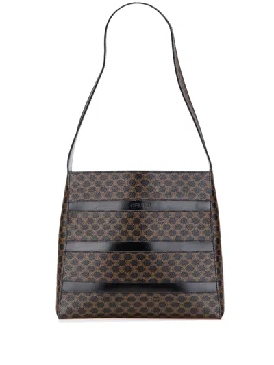 Pre-owned Celine 1996 Macadam Coated Canvas Shoulder Bag In Brown