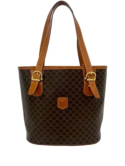 Pre-owned Celine 1996 Macadam Coated Canvas Tote Bag In ブラウン