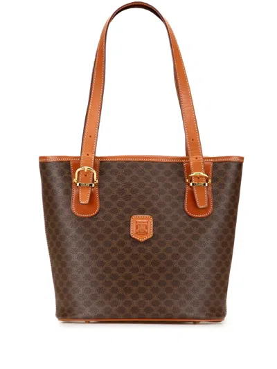 Pre-owned Celine 1996 Macadam Coated Canvas Tote Bag In Brown