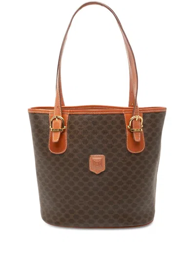 Pre-owned Celine 1996 Macadam Coated Canvas Tote Bag In Brown