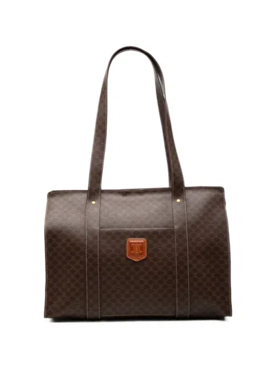 Pre-owned Celine 1996 Macadam Coated Canvas Tote Bag In Brown