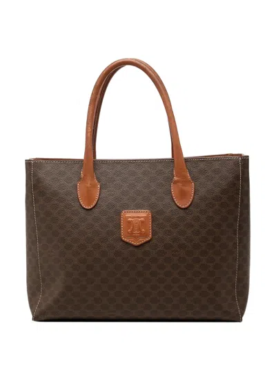 Pre-owned Celine 1996 Macadam Coated Canvas Tote Bag In Brown