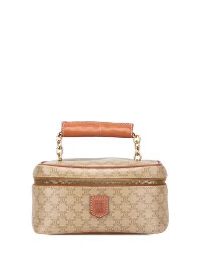 Pre-owned Celine 1996 Macadam Coated Canvas Vanity Bag In Brown