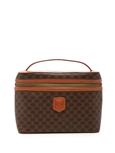 Pre-owned Celine 1996 Macadam Coated Canvas Vanity Bag In Brown