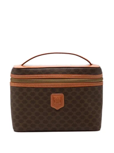 Pre-owned Celine 1996 Macadam Coated Canvas Vanity Bag In Brown