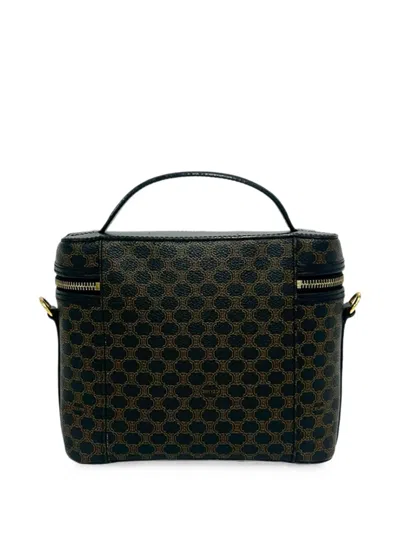 Pre-owned Celine 1996 Macadam Coated Canvas Vanity Bag Satchel In Brown