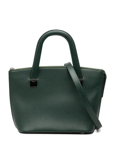 Pre-owned Celine 1997 Grained Calfskin Satchel In Green