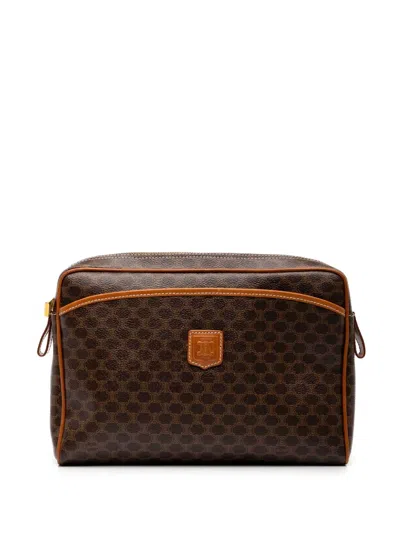 Pre-owned Celine 1997 Macadam Coated Canvas Clutch Bag In Brown