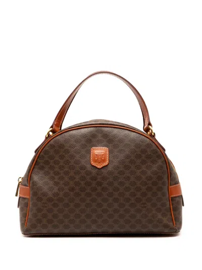 Pre-owned Celine 1997 Macadam Coated Canvas Dome Handbag In Brown