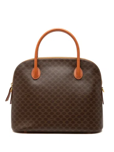 Pre-owned Celine 1997 Macadam Coated Canvas Dome Handbag In Brown