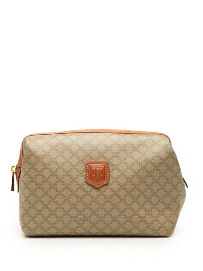 Pre-owned Celine 1997 Macadam Coated Canvas Pouch In Neutrals