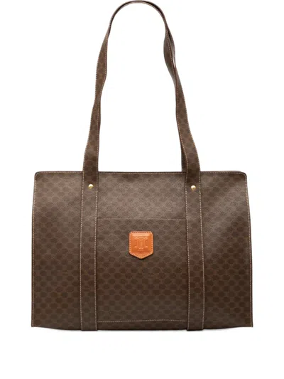Pre-owned Celine 1997 Macadam Coated Canvas Tote Bag In Brown