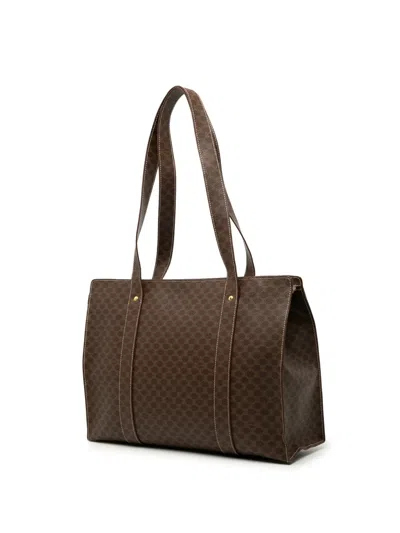 Pre-owned Celine 1997 Macadam Coated Canvas Tote Bag In Brown