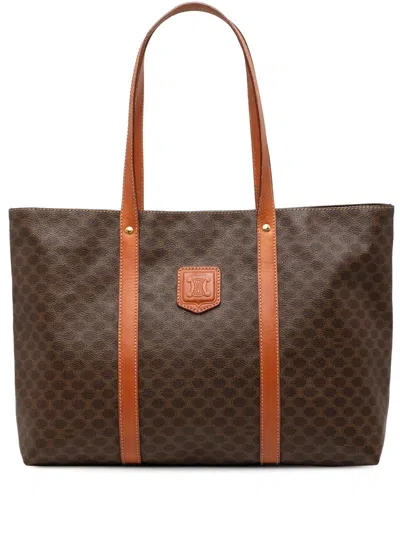 Pre-owned Celine 1997 Macadam Coated Canvas Tote Bag In Brown