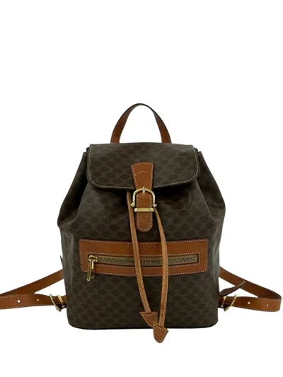 Pre-owned Celine 1998 Macadam Coated Canvas Backpack In Brown