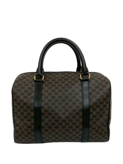 Pre-owned Celine 1998 Macadam Coated Canvas Boston Bag In Brown