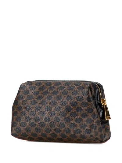 Pre-owned Celine 1998 Macadam Coated Canvas Cosmetic Pouch In Brown