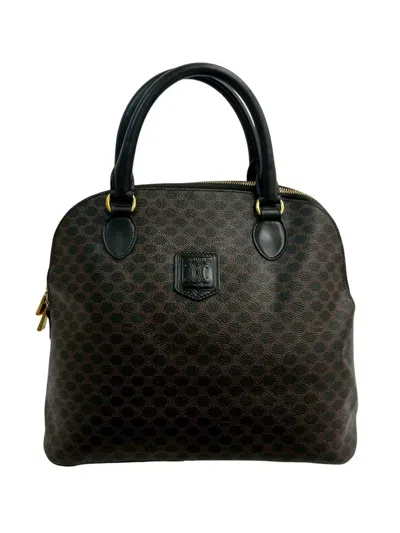 Pre-owned Celine 1998 Macadam Coated Canvas Dome Handbag In Black