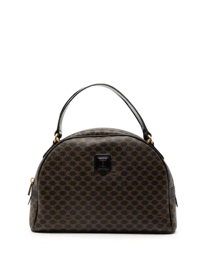 Pre-owned Celine 1998 Macadam Coated Canvas Dome Handbag In Brown