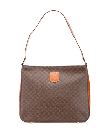 Pre-owned Celine 1998 Macadam Coated Canvas Shoulder Bag In Brown