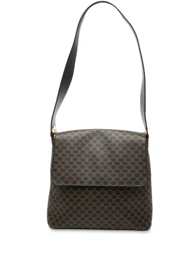 Pre-owned Celine 1998 Macadam Coated Canvas Shoulder Bag In Brown