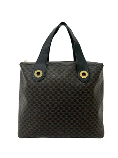 Pre-owned Celine 1998 Macadam Coated Canvas Tote Bag In Black