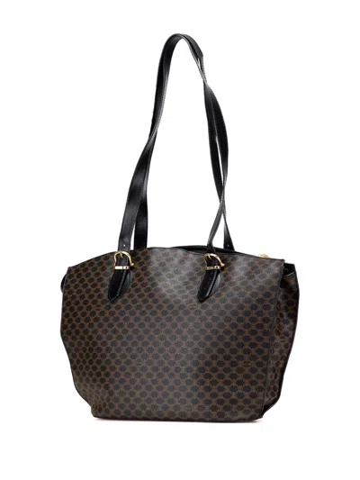 Pre-owned Celine 1998 Macadam Coated Canvas Tote Bag In Brown