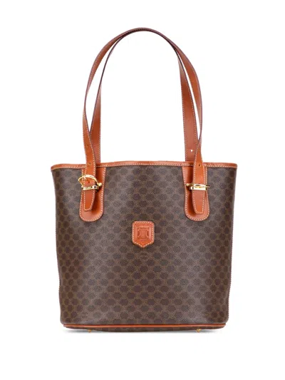 Pre-owned Celine 1998 Macadam Coated Canvas Tote Bag In Brown