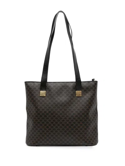Pre-owned Celine 1998 Macadam Coated Canvas Tote Bag In Brown