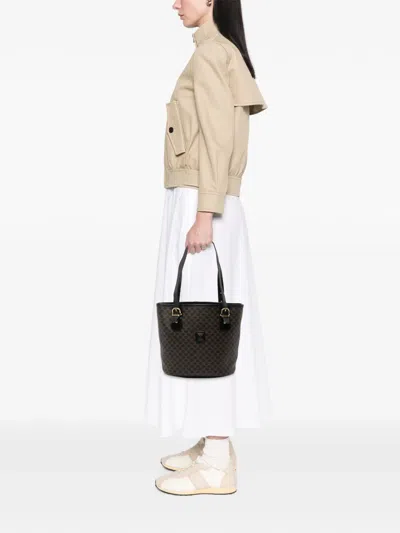 Pre-owned Celine 1998 Macadam Coated Canvas Tote Bag In Brown