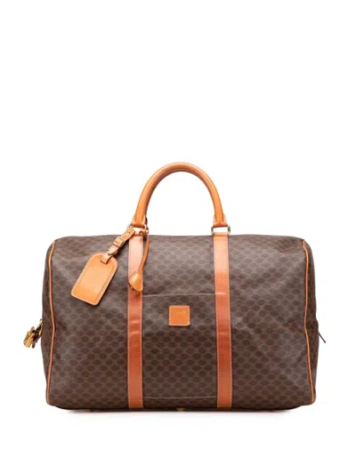 Pre-owned Celine 1998 Macadam Coated Canvas Travel Bag In Brown