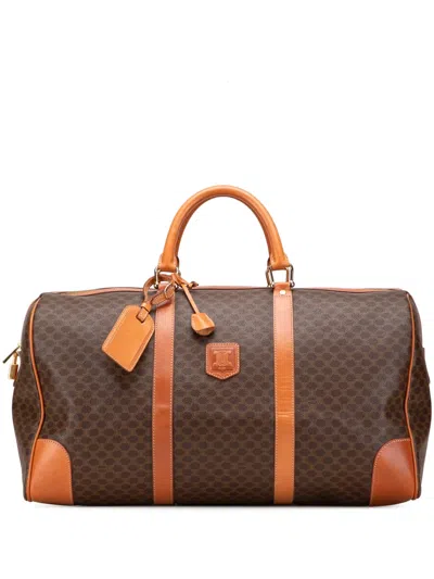 Pre-owned Celine 1998 Macadam Coated Canvas Travel Bag In Brown