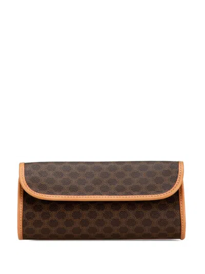 Pre-owned Celine 1999 Macadam Coated Canvas Clutch Bag In Brown