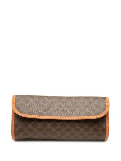 Pre-owned Celine 1999 Macadam Coated Canvas Clutch Bag In Brown