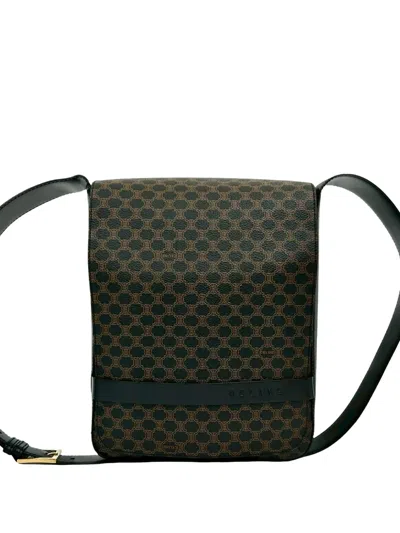 Pre-owned Celine 1999 Macadam Coated Canvas Crossbody Bag In Black