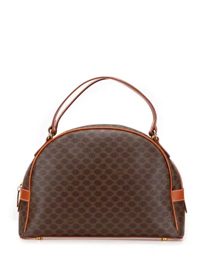 Pre-owned Celine 1999 Macadam Coated Canvas Dome Handbag In Brown