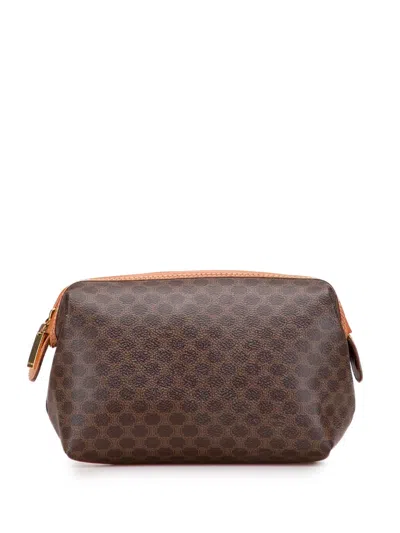 Pre-owned Celine 1999 Macadam Coated Canvas Pouch In Brown