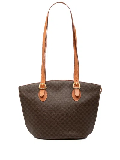 Pre-owned Celine 1999 Macadam Coated Canvas Shoulder Bag In Brown