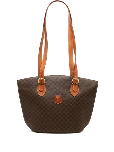 Pre-owned Celine 1999 Macadam Coated Canvas Tote Bag In Brown