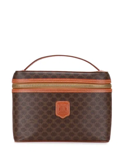 Pre-owned Celine 1999 Macadam Coated Canvas Vanity Bag In Brown