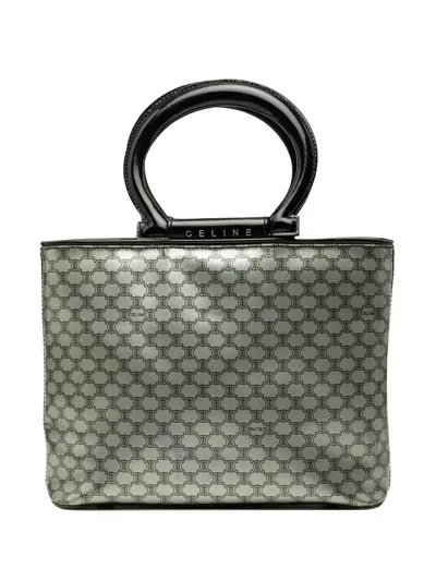 Pre-owned Celine 1999 Macadam Pvc Top Handle Bag Satchel In Silver